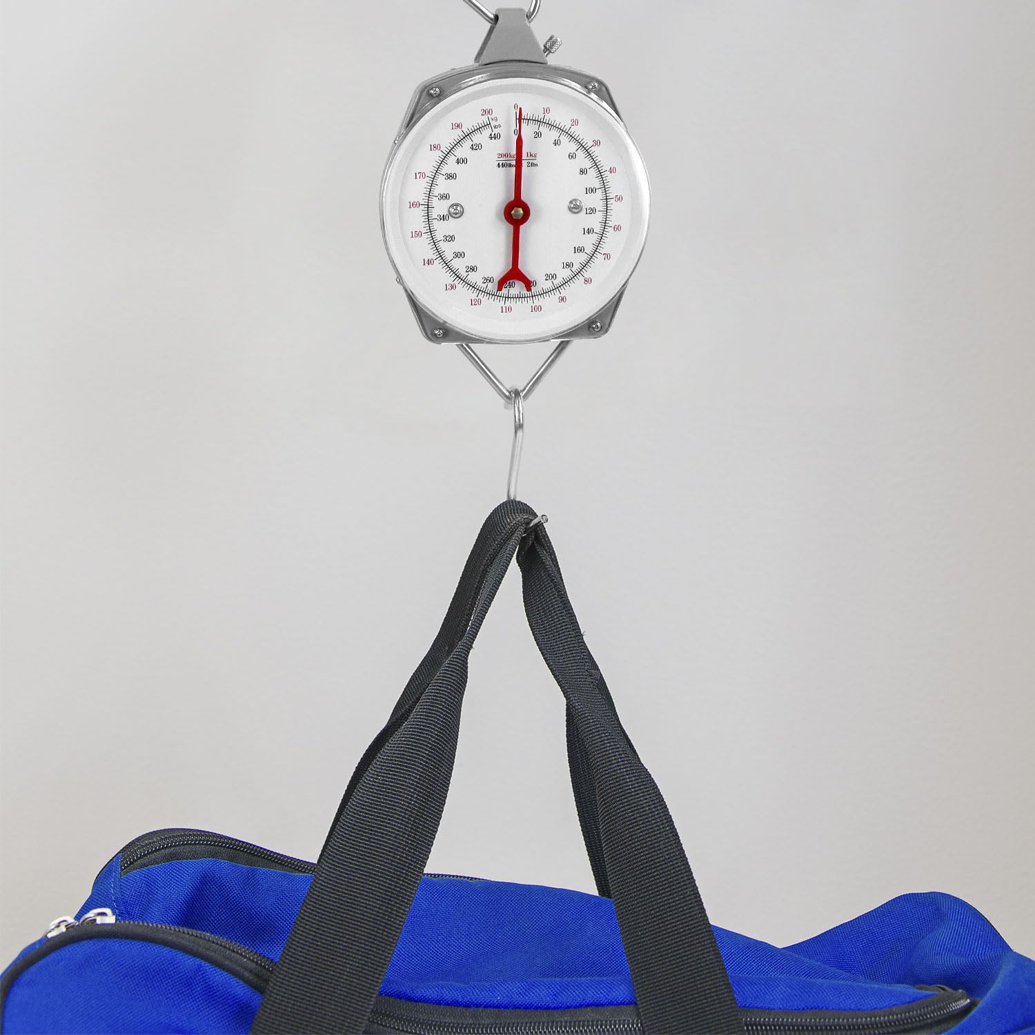 QWORK® waga wisząca, waga bagażowa z haczykiem, szara, 200 kg
