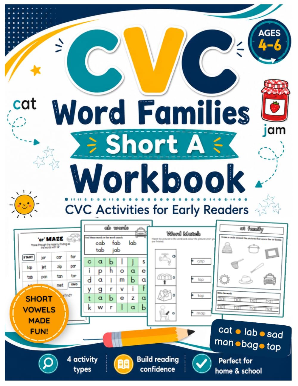 CVC Word Families Short 'A' Workbook: CVC Activities for Early Readers
