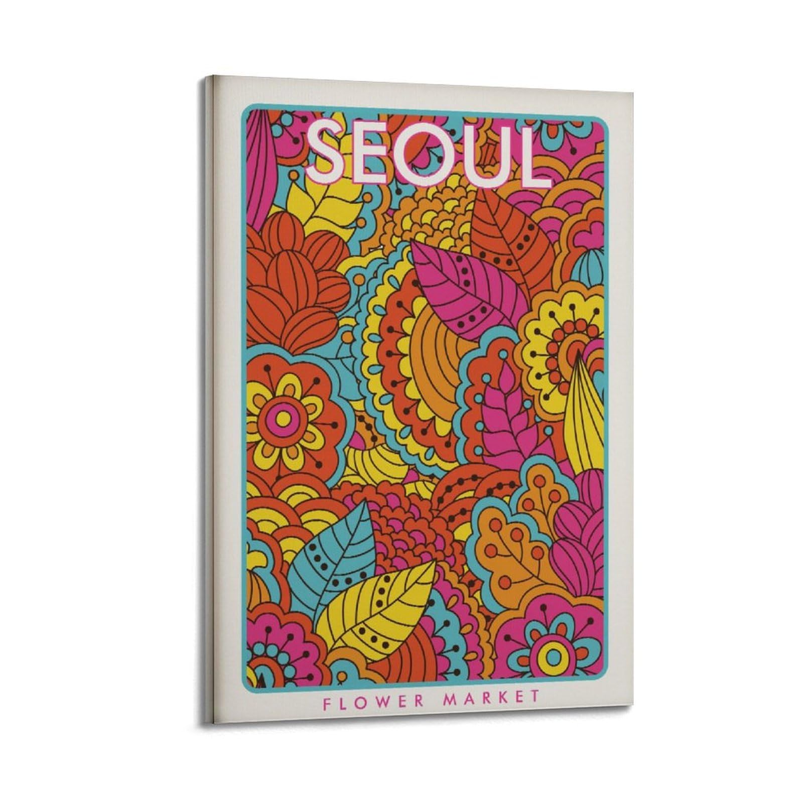 xiaoxiaoshen Seoul Flower Market Botanical1 Canvas Poster Wall Art Prints Room Aesthetic Murals Bedroom And Living Decorations 24x36inch(60x90cm)