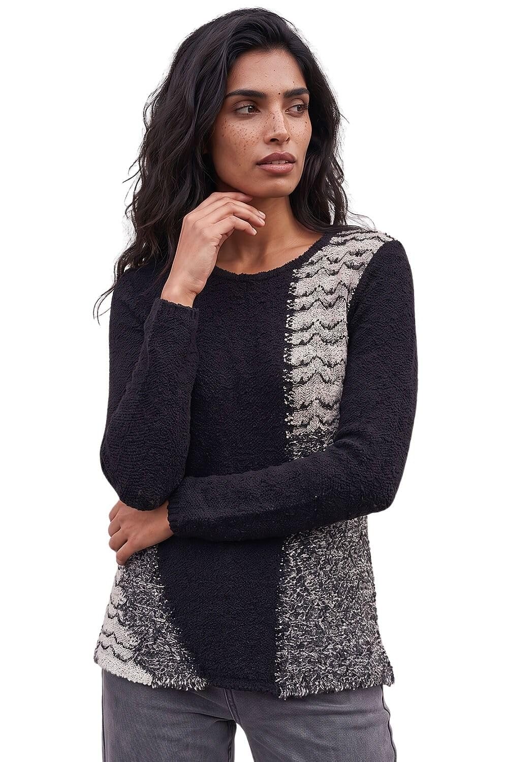 Roman Originals Textured Button Detail Knit Jumper for Women UK - Ladies Everyday Autumn Winter Round Neckline Comfy Soft Evening Vacation Work Party Night Out