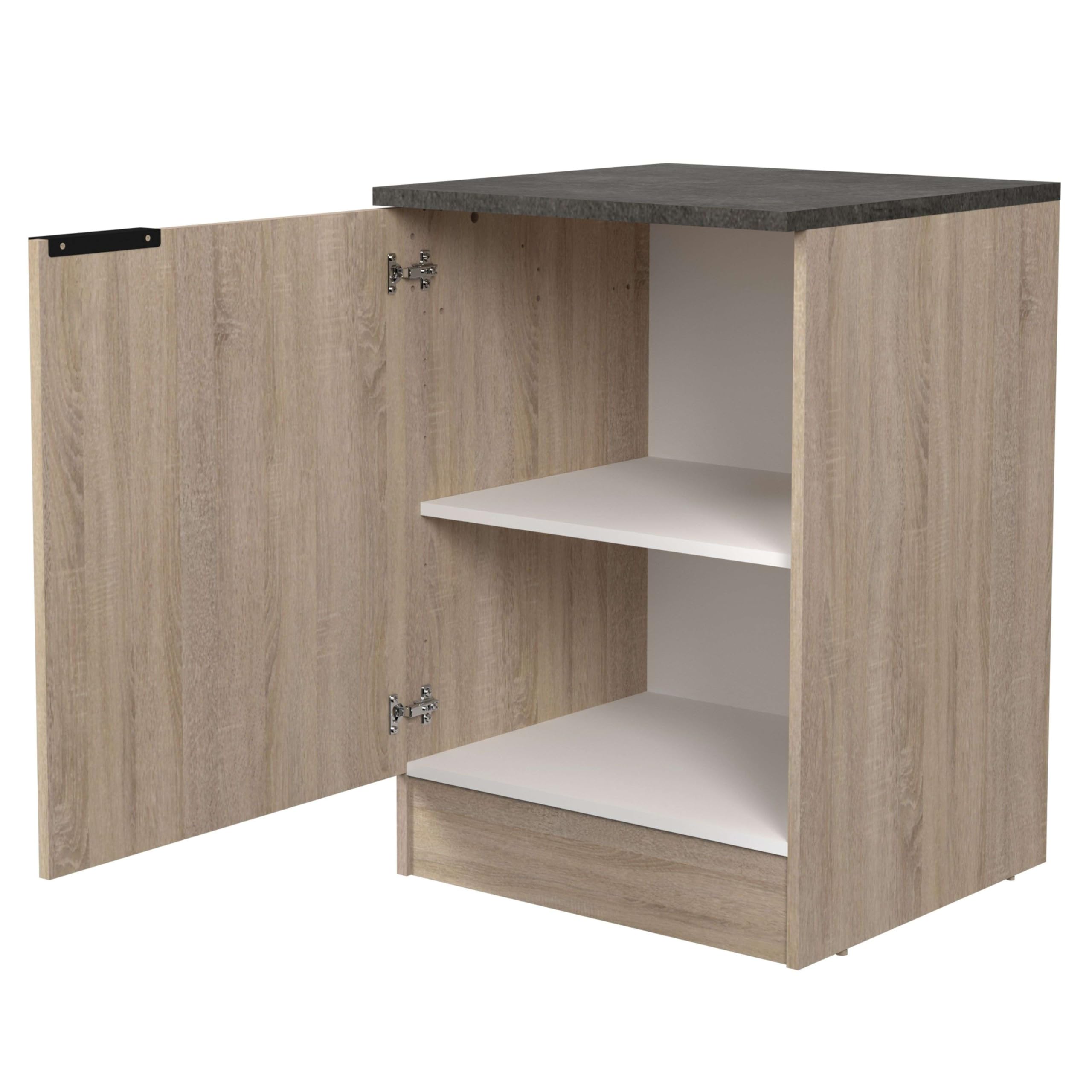 Miroytengo Módulo Cocina Inferior Arko Estilo Industrial en Color Roble Áspero y Negro con 1 Puerta y 1 Estante Interno 60x60x86 cm