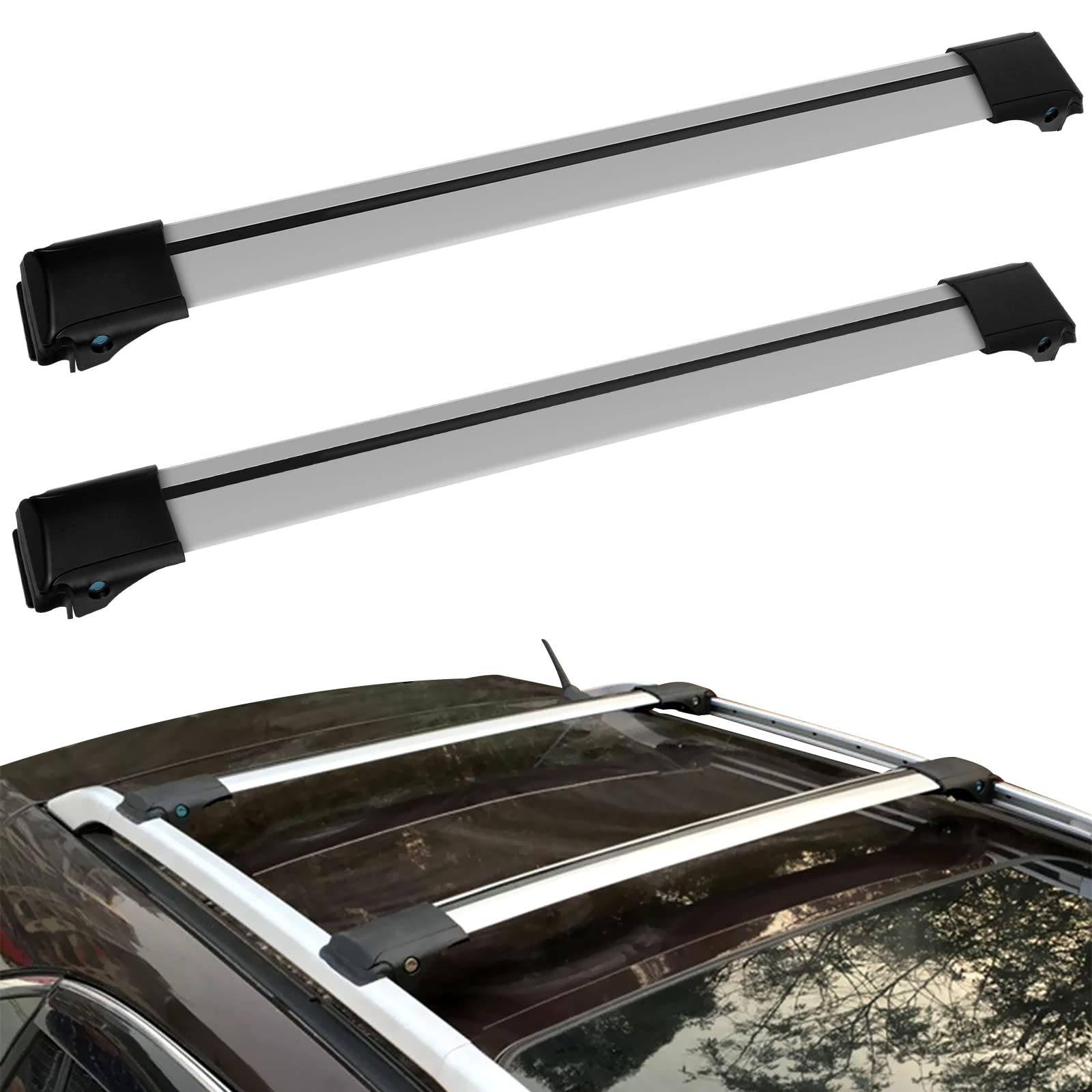 2Pcs Roof Racks Silver 165LBS Cross Bars Compatible for B-W-M for X5 2004-2013 ((Only Models with Existing Roof Rails)), Aluminum Cargo Carrier Rooftop Bag Luggage Racks Cross bar