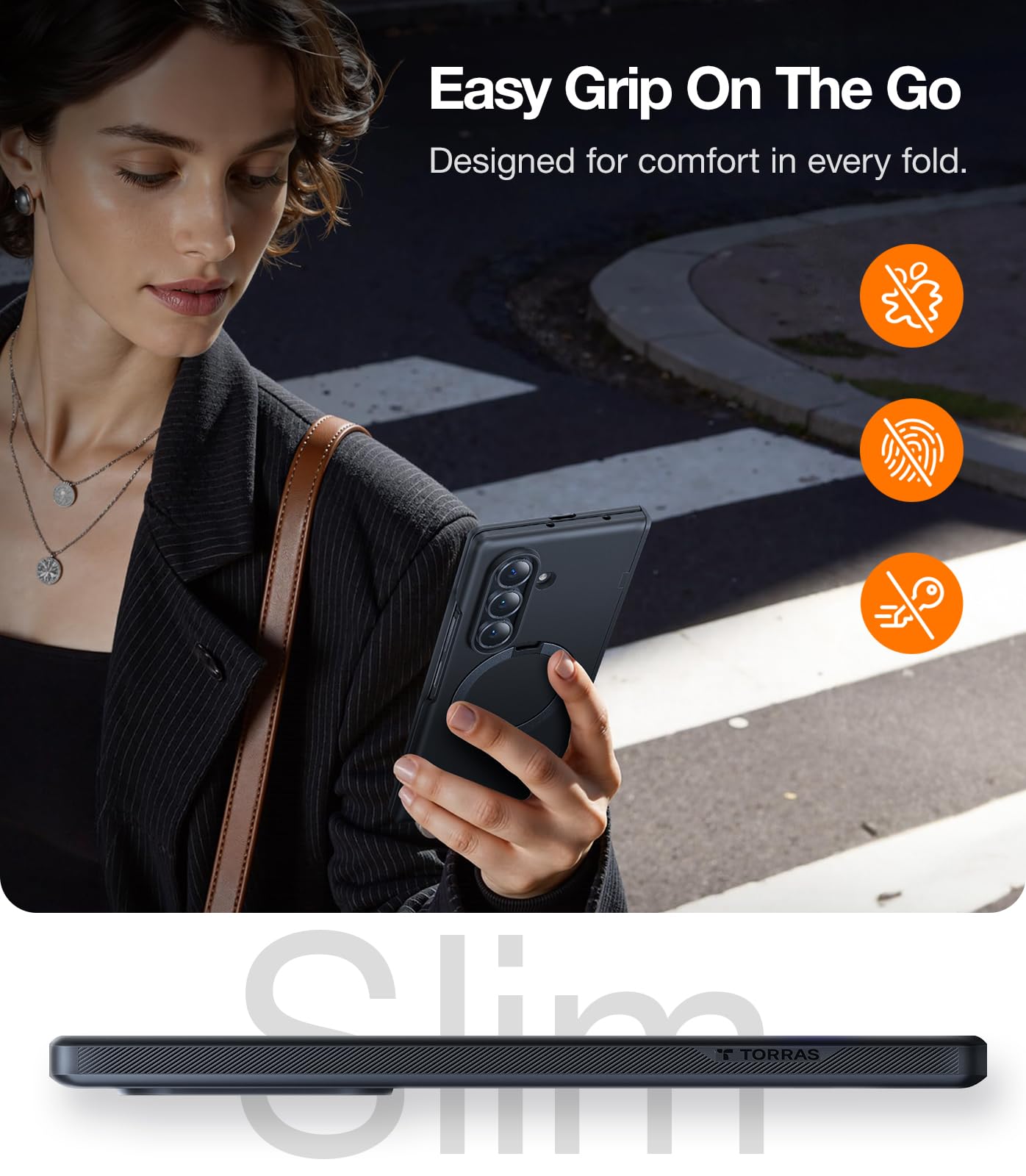 Amazon.co.jp: TORRAS 360°スピン磁気スタンド Galaxy Z Fold 7 ケース 