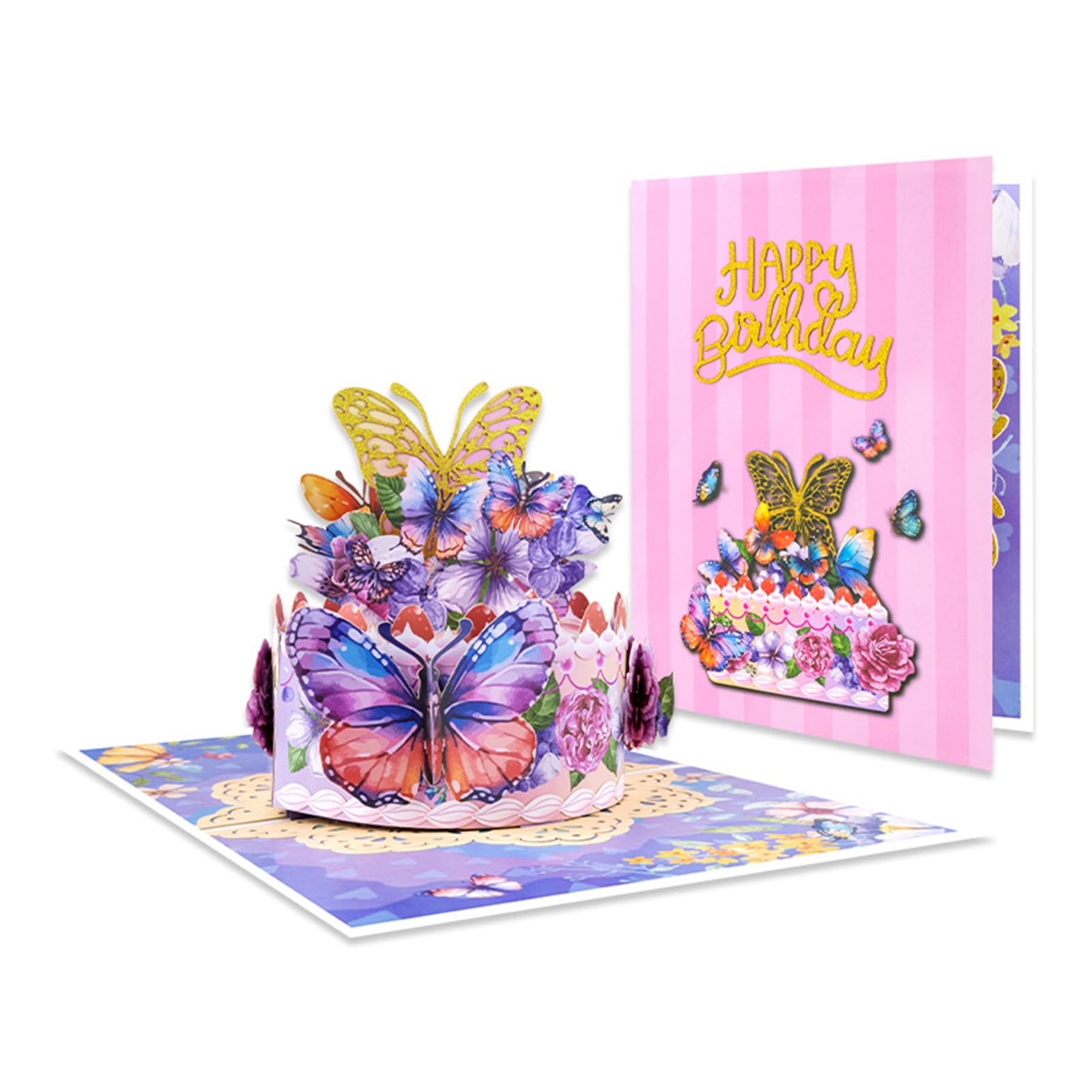 Kalttoy Cake Greeting Card with Spacious Message Area for Parties Anniversaries Birthday Card with Envelope Birthday Popup Greeting Cards