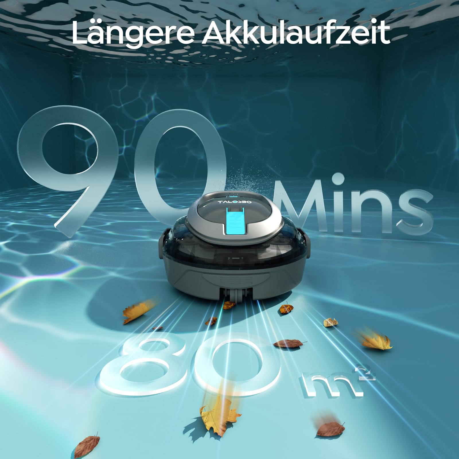 (2026 neu) TALOSBO S2 Poolroboter mit Doppelfiltration,Dual Motoren Poolreiniger,Kabelloser Poolsauger Akku mit 90 Min Laufzeit,2,5H Ladezeit,Selbsteinparkfunktion für Flache Böden Pools
