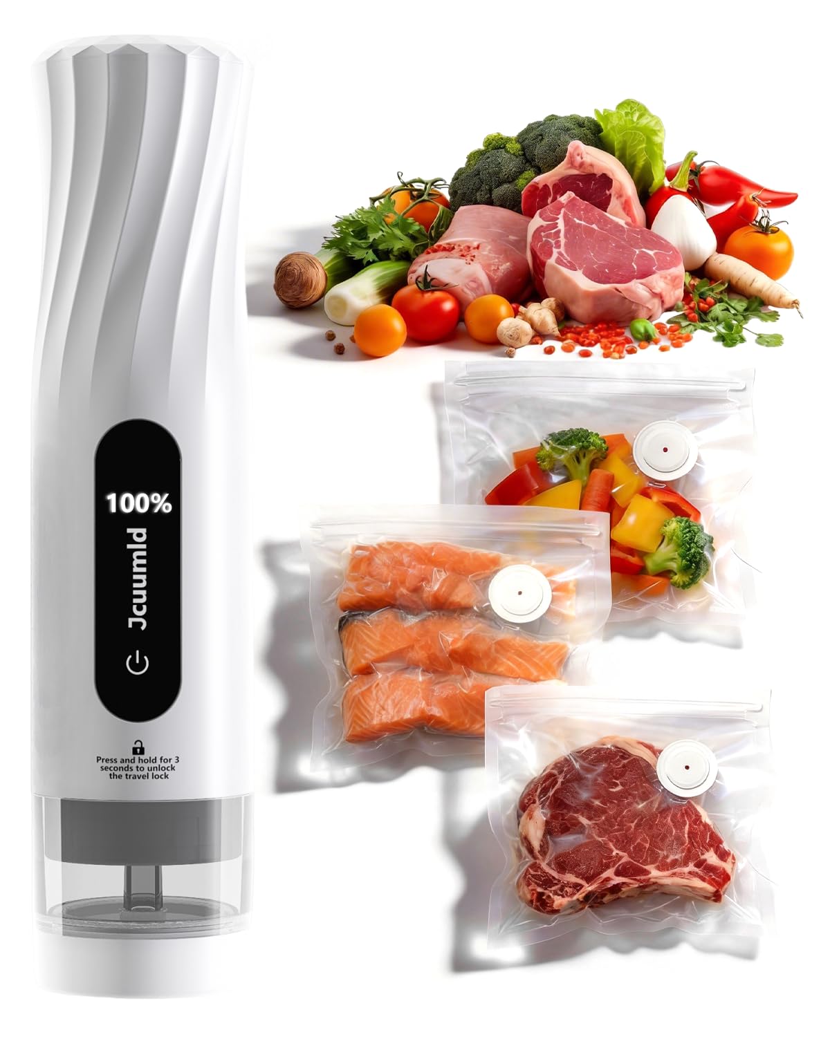 �️Jcuumld Compact Vacuum Sealer for Food with 10 Reusable Bags