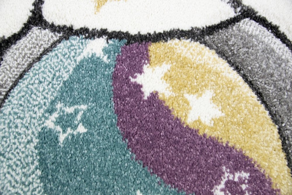 Kinderteppich Spielteppich Babyteppich mit Einhorn Regenbogen in Grau Creme Größe 120x170 cm