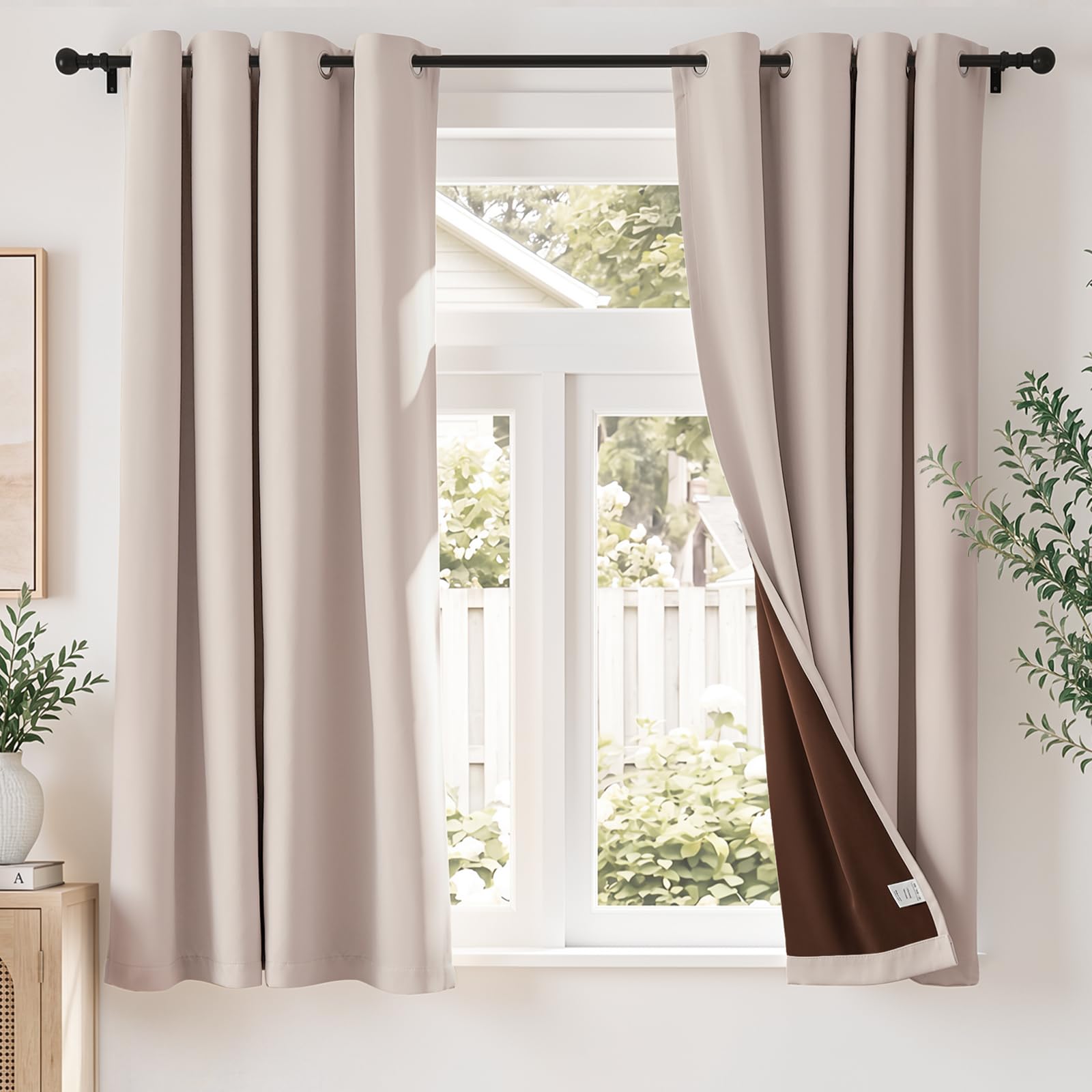 TOPICK Super Soft Total Blackout Curtains, High-density, W46xL54 Light Pink