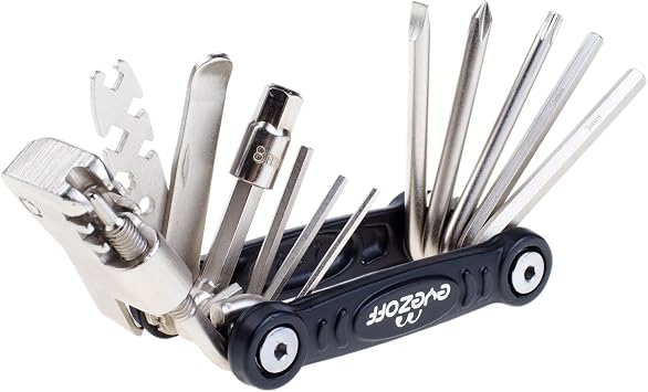 18-Function Folding Bicycle Multi Tool Black/Silver by EyezOff