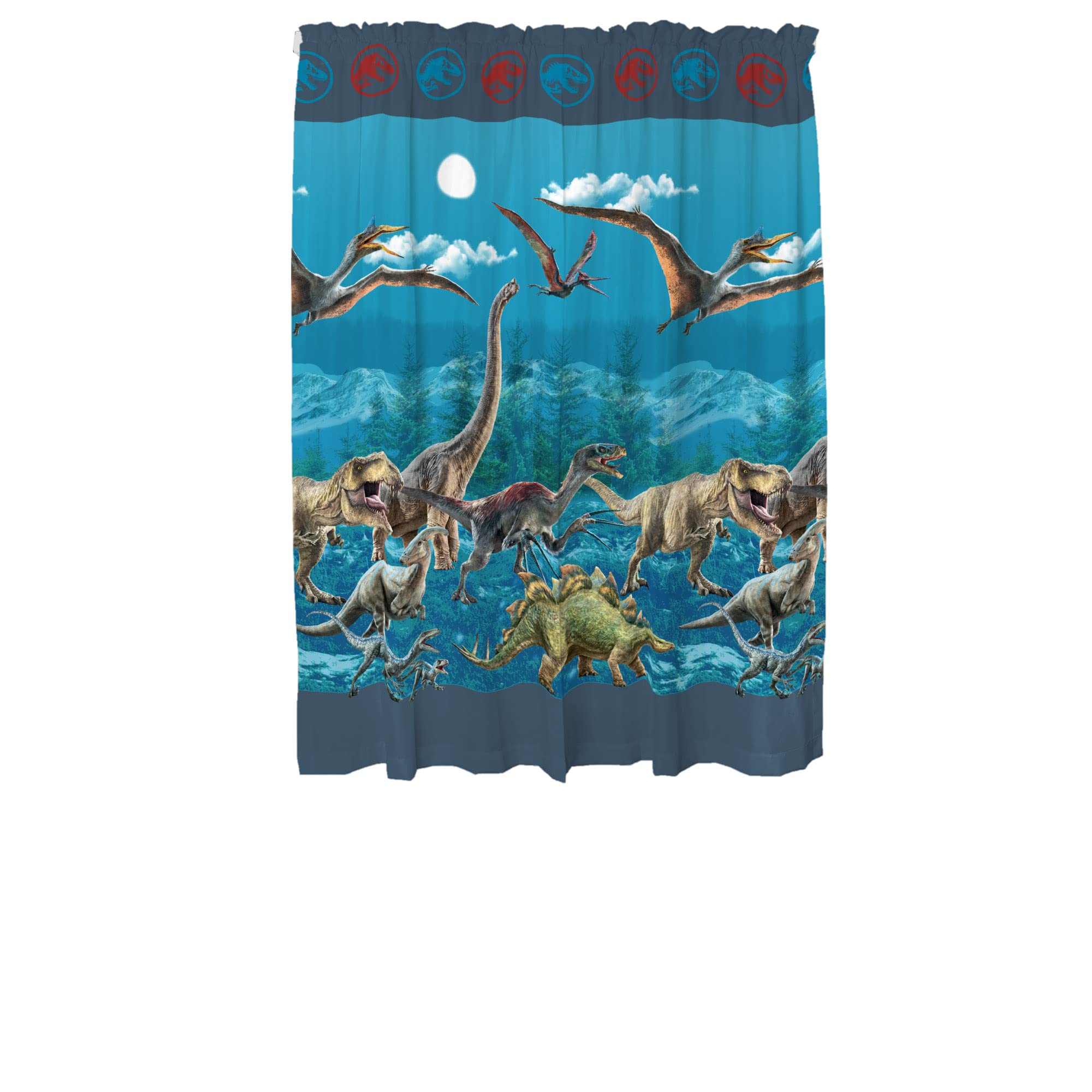Cortina De Gasa Para Ventana Con Estampado De Dinosaurios - 1 Pieza 55x84 Pulgadas, Poliéster, Semitransparente