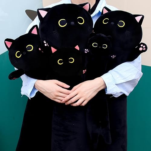 Miniatura 3 de MUFEIRUO Almohada larga de felpa de gato de 225 pulgadas lindo gato largo de peluche suave y largo de gato almohada larga de gato negro kawaii
