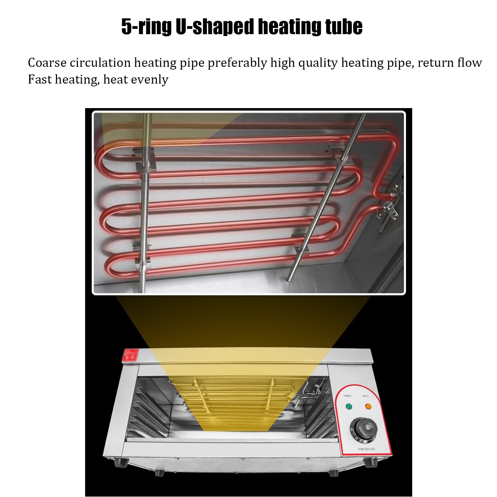 Horno de convección Comercial, Horno de Pared de 2200 W con Estante Ajustable, Parrilla eléctrica de encimera, asador de Carne de Acero Inoxidable con Bandeja de Goteo de Aceite, for Barbacoa