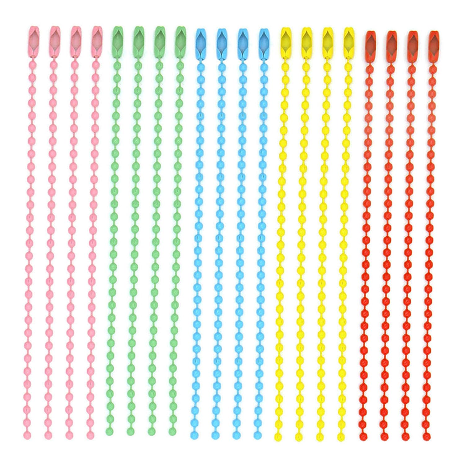 Hamineler 300 Pcs About 4.7 Inch 5 Color Bead Connector Clasp Colored Ball Bead Keychain for DIY Crafts Making Accessories