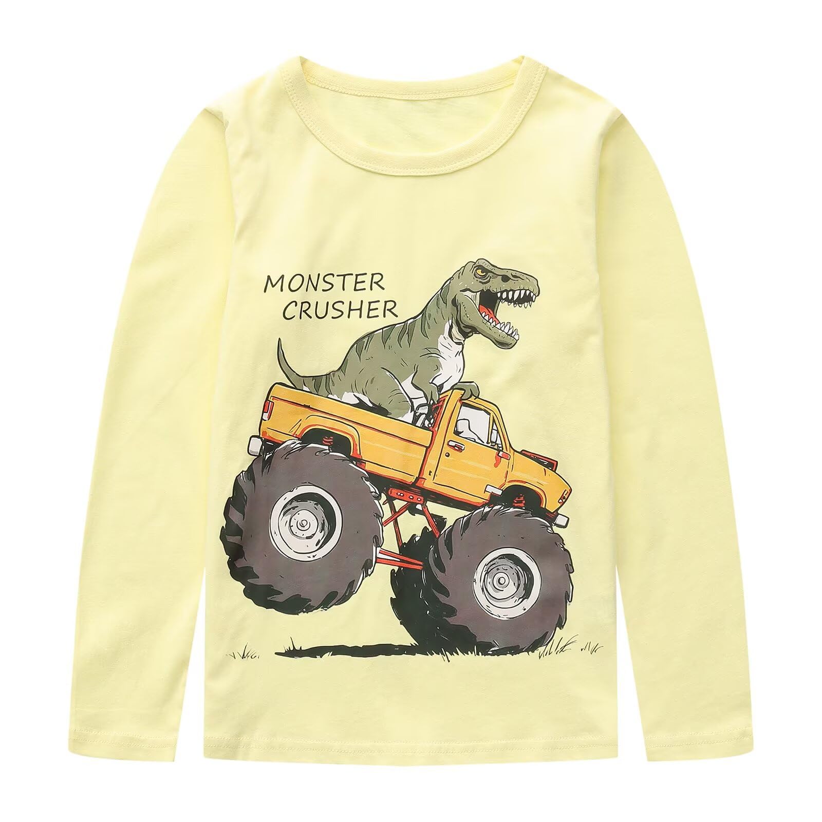 Jungen-T-Shirts für Kinder, langärmelig, Baumwolle, Multipack, Dinosaurier-T-Shirts, Rundhalsausschnitt, 3 Stück, lässig, Herbst, Schule, Spielkleidung