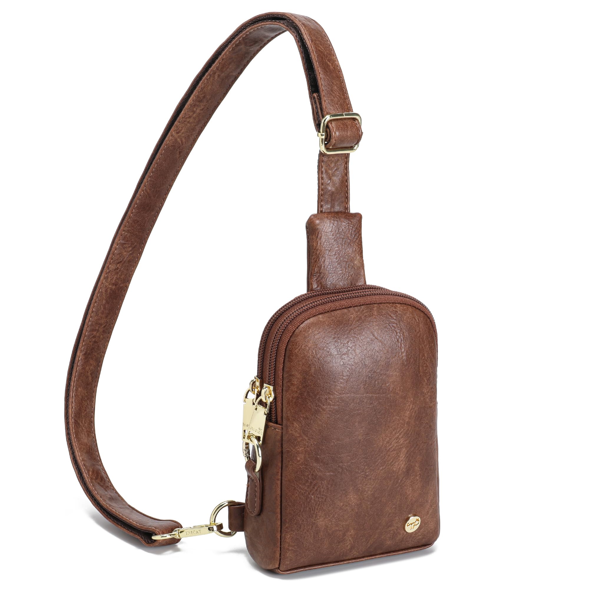 INICAT Travel Small Sling Bag Leather Crossbody Bags for Women Fanny Packs Cross Body Bag for Woman Cross Body Purses