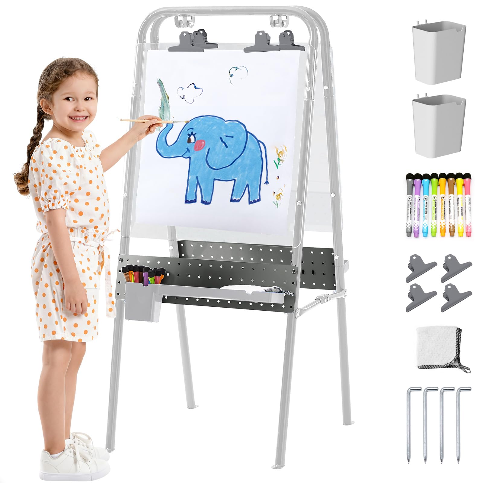 FUNLIO Outdoor Art Easel for Kids Grey