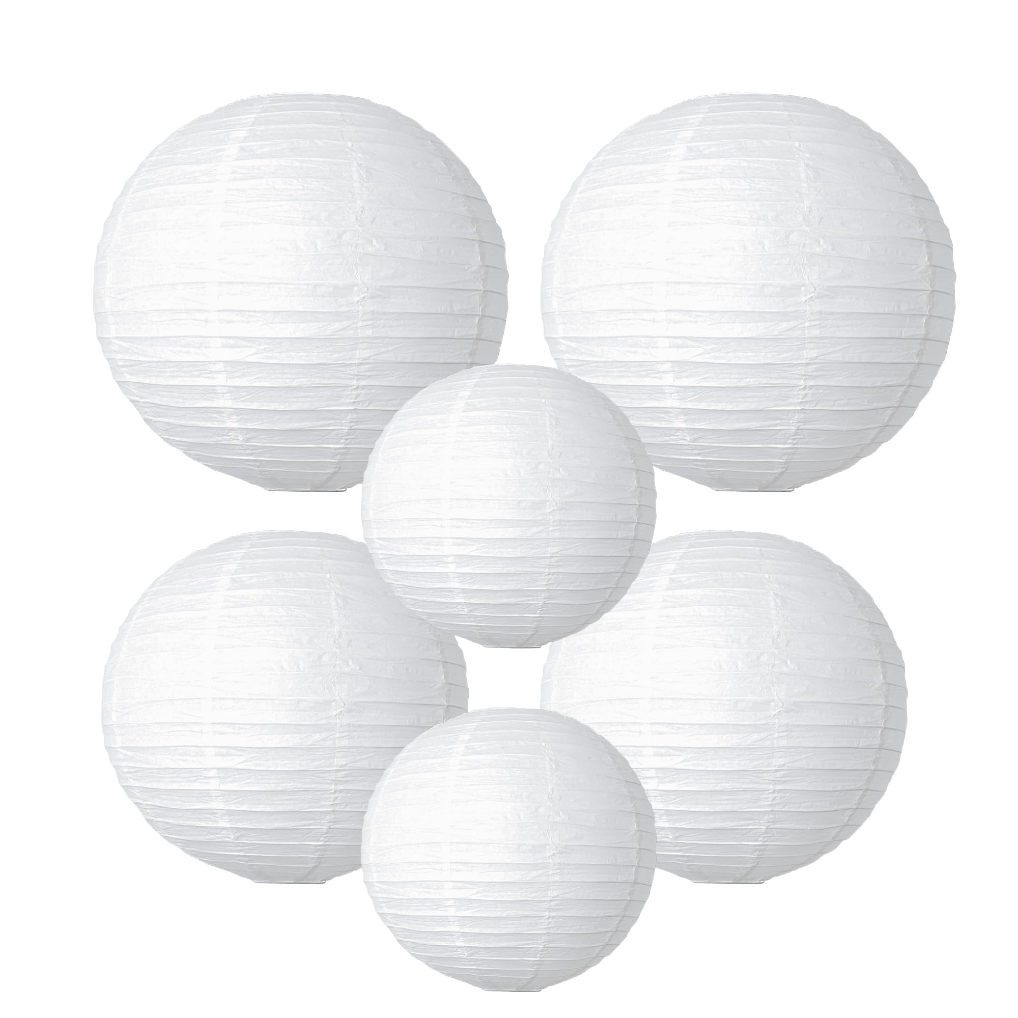 Paper Lanterns Party Decorations White Round Hanging Lanterns Chinese Japanese Paper Lantern Lamp for Bridal Showers Wedding Birthday Home Party Supplies, Set of 6 PCS