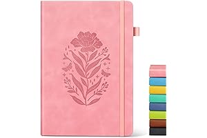Lined Journal Notebook for Women, A5 Pink Hardcover Leather Journals For Writing