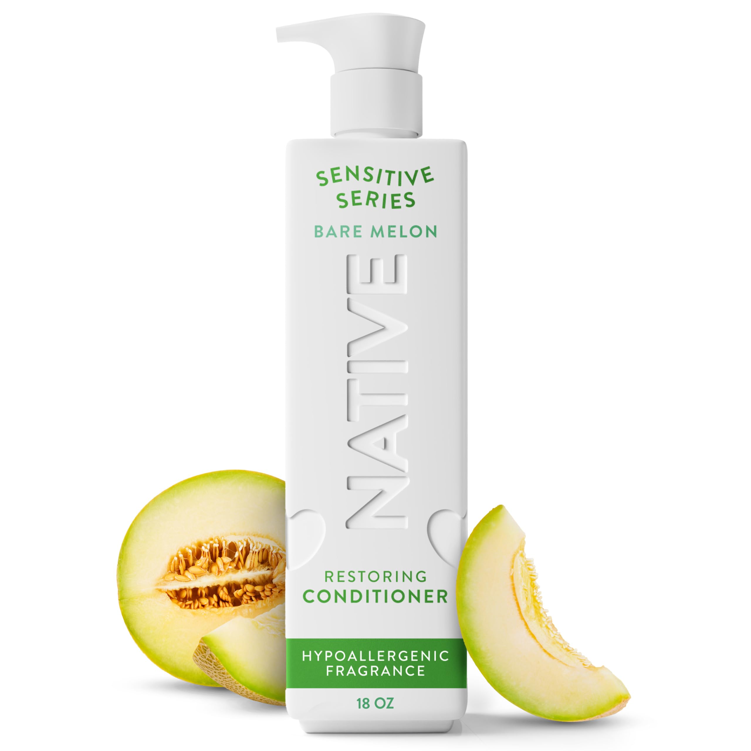 Native Restoring Conditioner for combo hair and scalp, Bare Melon, for sensitive skin, Hypoallergenic, 18 FL Oz