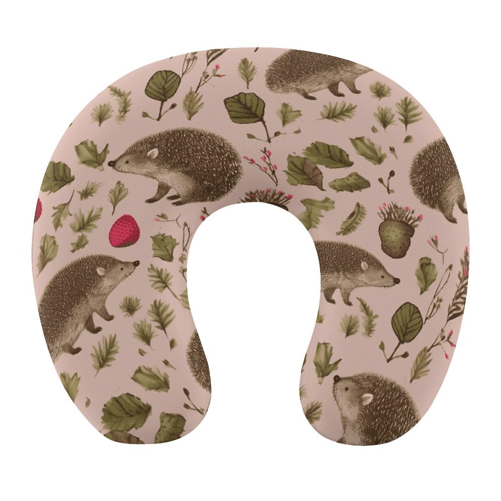 Btcowzrv Style Hedgehog Print U Shaped Neck Pillow Travel Pillows