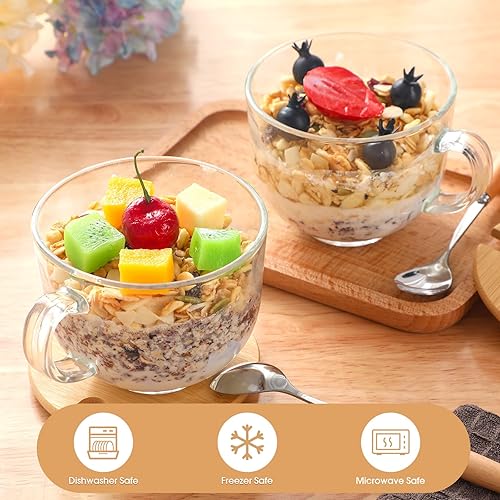 Miniatura 9 de 6 juegos de tazas de café de vidrio grandes de otoño de 16 onzas con tapas, tazas de café transparentes y cucharas de acero inoxidable, tazas de