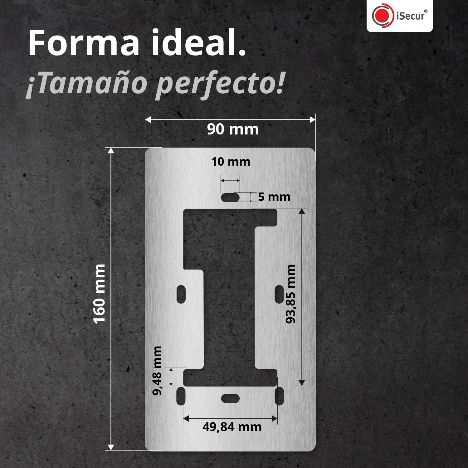 iSecur Placa Compatible con Timbre Ring a batería de Acero Inoxidable I Timbre de vídeo 2.ª generación 3 Plus 4 (2024) I Placa para Timbre I 90 x 160 mm I Placa para estación de Puerta I az167
