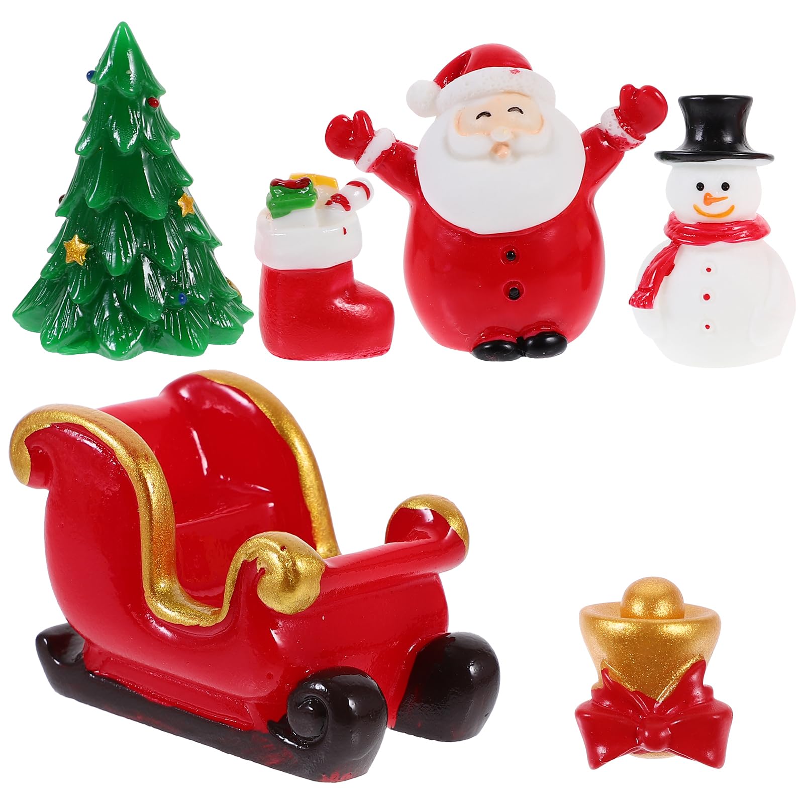 Sosoport 6pcs Miniature Christmas Car Christmas Micro Landscape Decorations Miniatures Kit DIY Snow Globe Mini Snowman Figurines Miniature Xmas Ornaments Resin