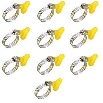 HOME CUBE 10 Pc Adjustable 1.25 Inch Diameter Stainless Steel Hose Clamp,Range Turn Key Clamp, Pipe Clamp, Worm Gear Clamps Ideal for Plumbing,Automotive and Mechanical Applications.