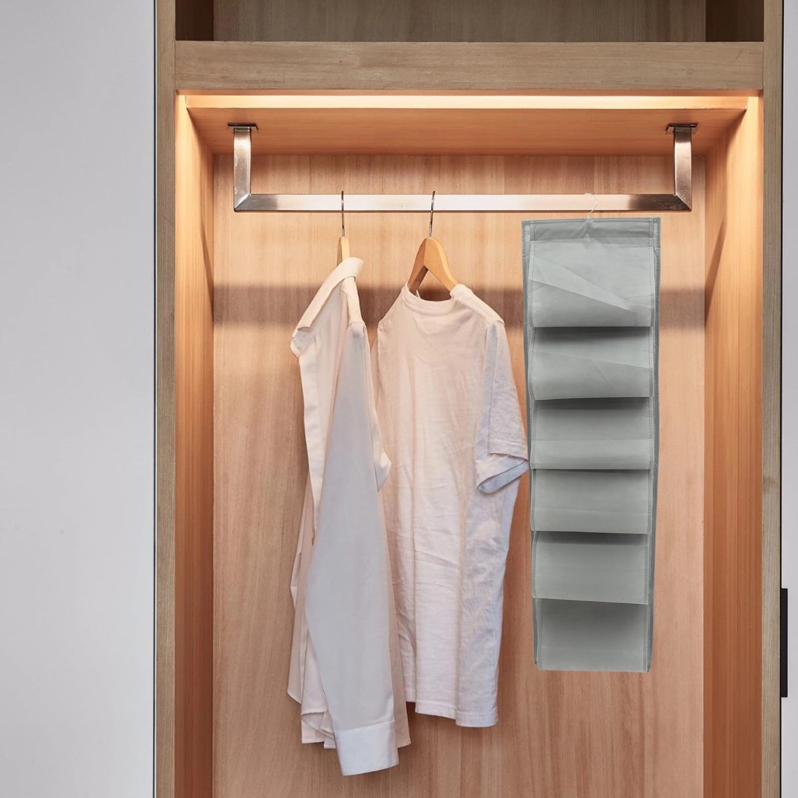 KOMBIUDA Space Saving Shoe Organizer Bag Door Hanger 12 Pocket Hanging Closet Organizer Sock Underwear Storage Wall Hanging