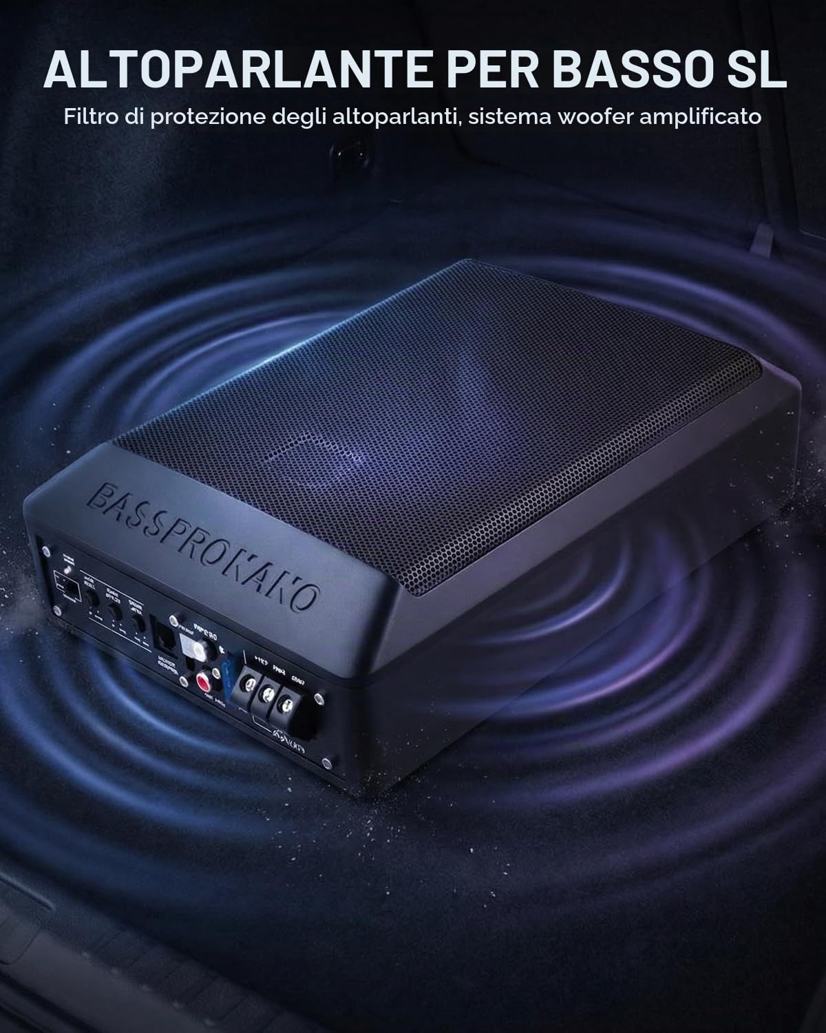 Subwoofer attivo 600W Salvaspazio per Auto | Struttura compatta salvaspazio 600W Bassi profondi, ingombro ridotto per Auto Musica e guida