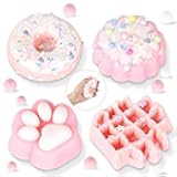 4 Pcs Pink Taba Squishy Toys Cute Cat Paw Mochi Squishy Donut Mochi Sensory Toys for Party Favors Gift for Kids