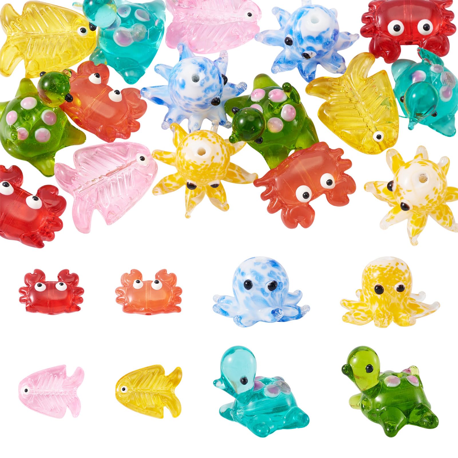 Perles en verre de Murano poisson animaux marins pour fabrication bijoux et loisirs
