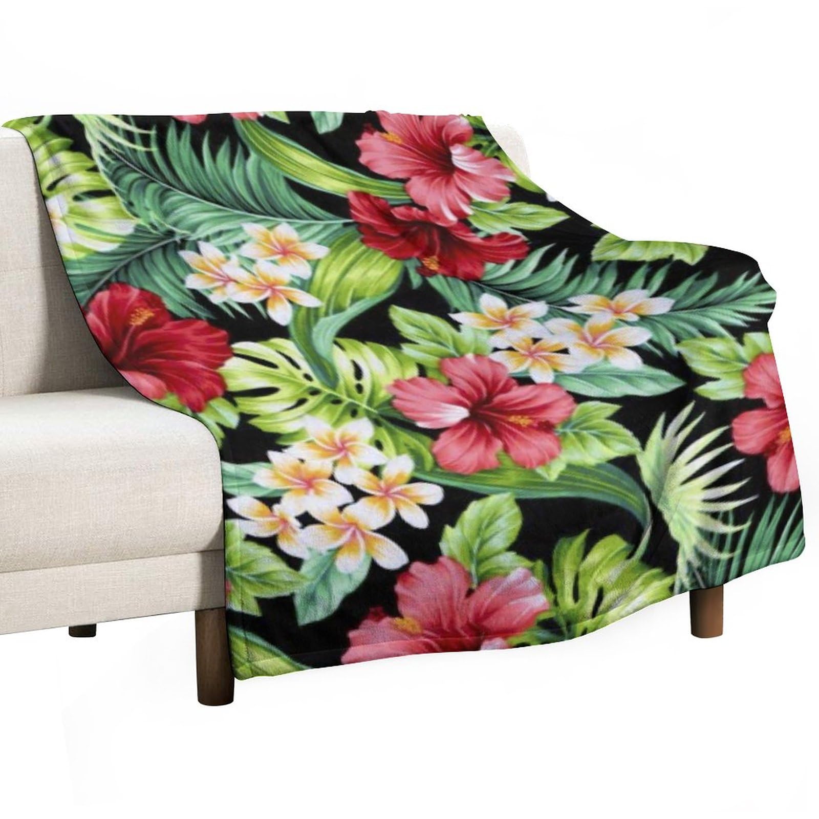 Amazon｜毛布 ハイビスカス 葉 花柄 ブランケット もうふ 大判 掛け