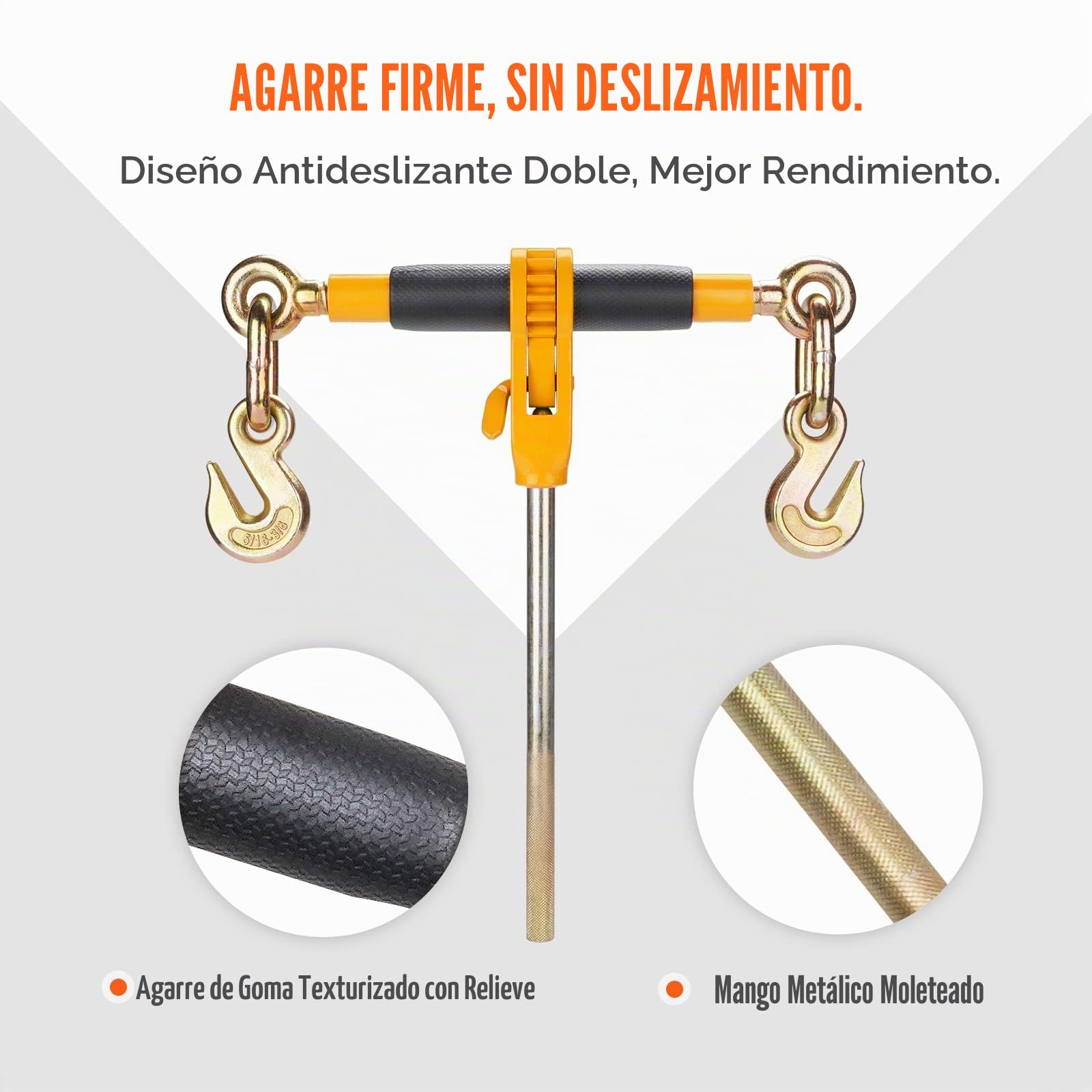 VEVOR Carpetas de trinquete, Paquete de 4 3/8-1/2" con Ganchos G80, Carga Segura 12000 Libras, Mango Antideslizante, Bridas de Cadena de Transporte para asegurar Cargas, Remolque de camión