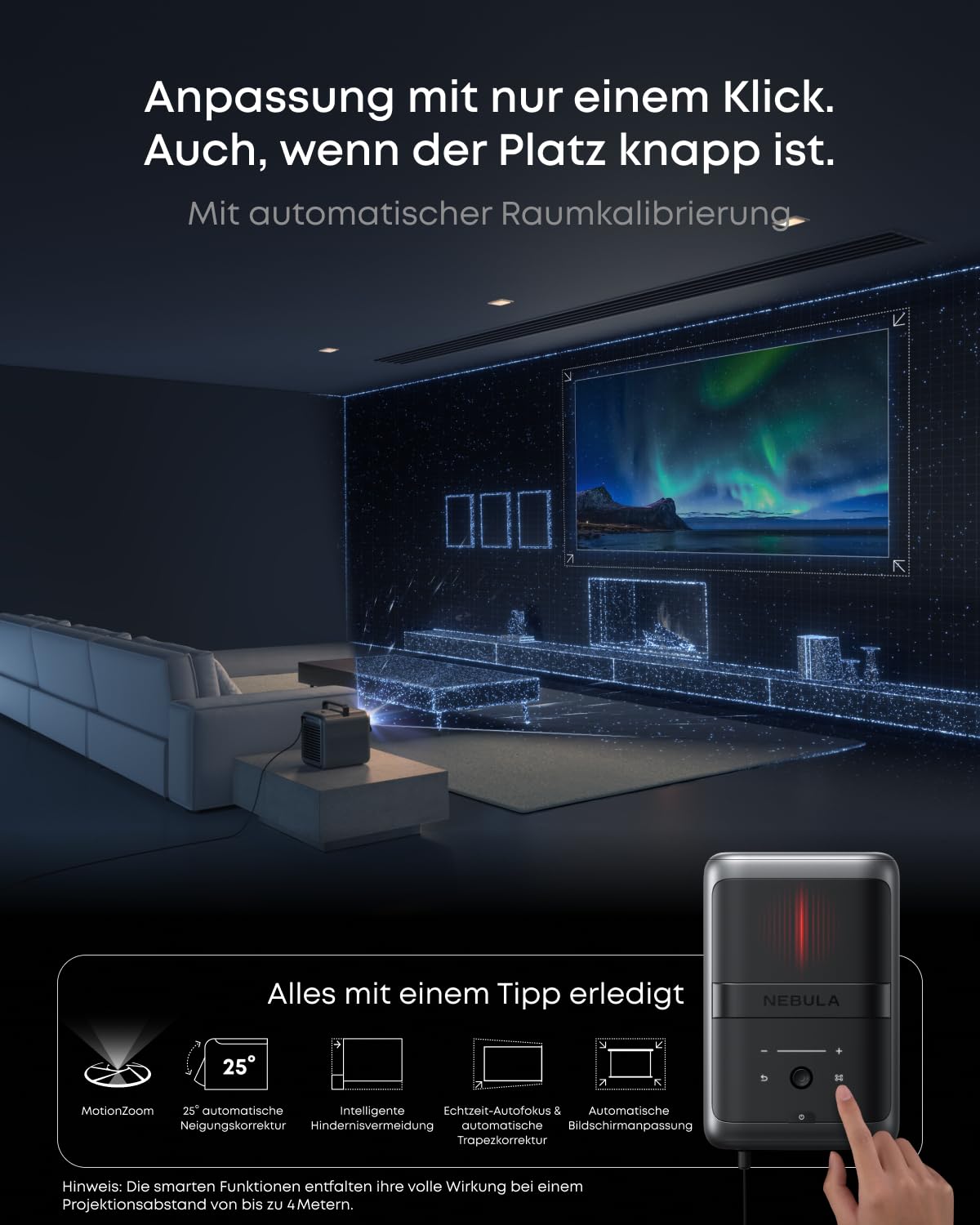 NEBULA X1 Triple Laser 4K Beamer, 3500 ANSI Lumen, 56000:1 Kontrast, 40W Stereo Sound, 0,9-1,5 optischer Zoom, Auto Kalibrierung, Dolby Vision, 300 Zoll, Micro-Gimbal, GTV, Mit Griff, Outdoor | 40W Stereo Sound, 0,9-1,5 optischer Zoom, Auto Kalibrierung,