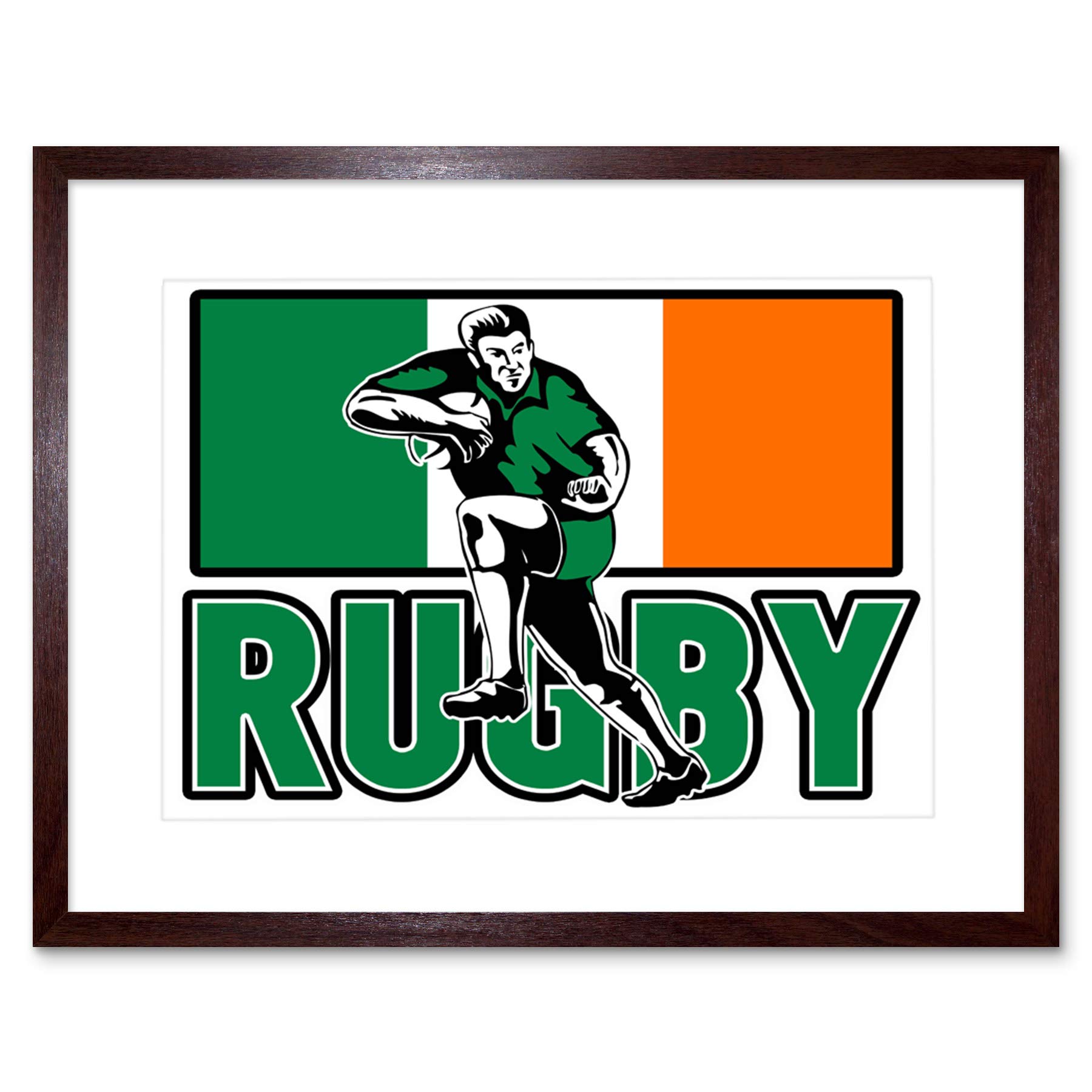 Wee Blue Coo Painting Sport Ireland Rugby Football Flag Irish Player Framed Wall Art Print