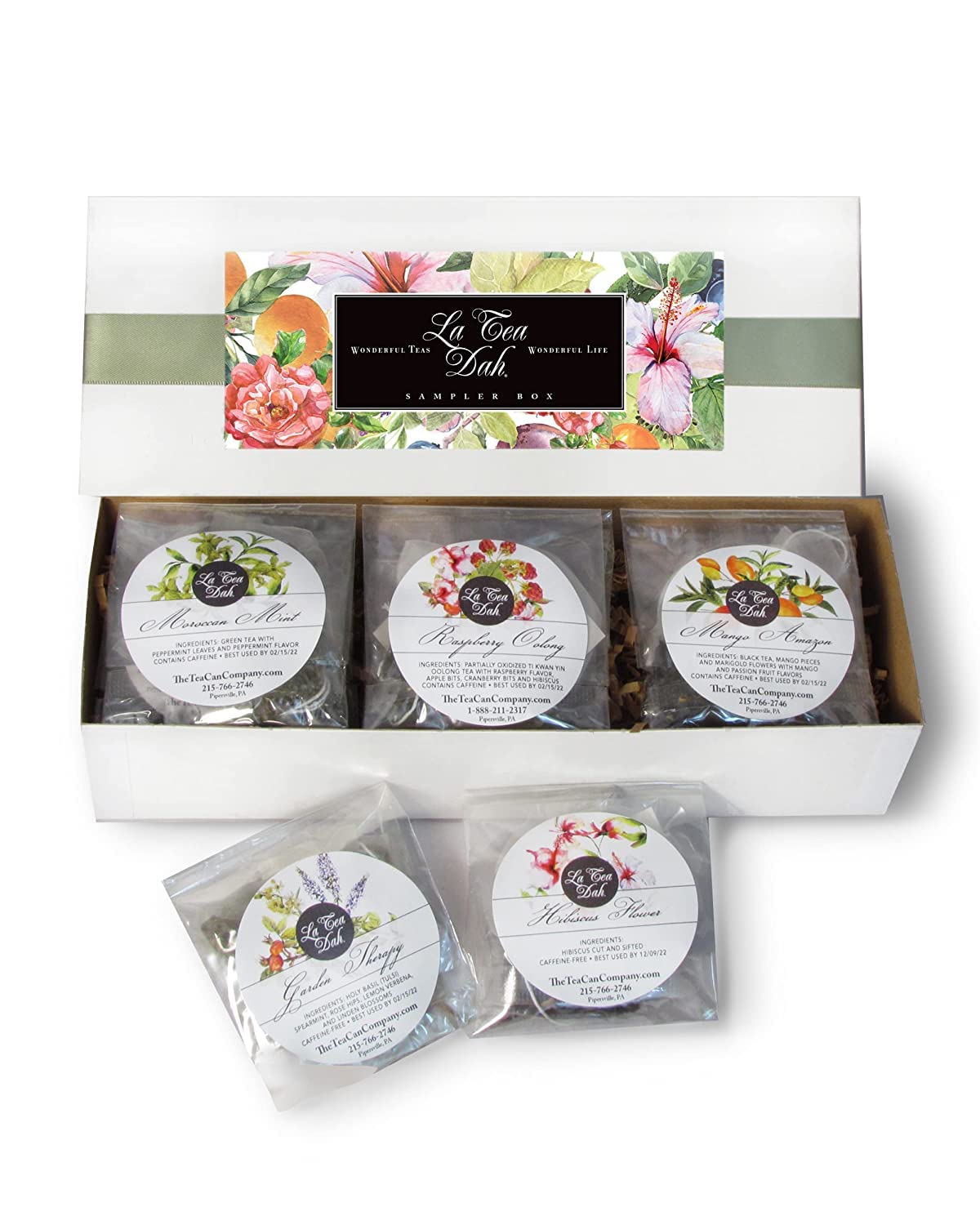 La Tea Dah Tea Assortment Gift Box, Nine Flavors of Premium Assorted Tea Bags, Blended in the USA, Black, Green, Rooibos, Herbal, & Chai Tea Sampler, Teacher or Mother's Day Gift (18 Sachets)