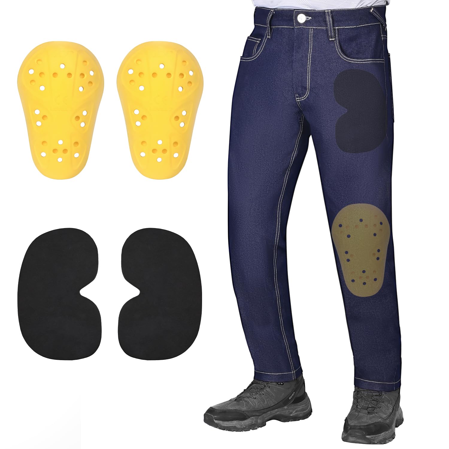 Allextreme Denim Bike Riding Pants with Heavy Duty XY Level 2 Certified HDEVA Knee and Hip Armor Rider Gear Jeans All Weather Protection for Riders Cycling Motorcycle Racing (Navy Blue, 30)-image-36