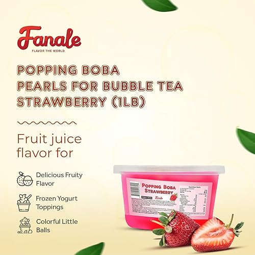 Vista 89 de Fanale Perlas de fresa y mango, veganas, sin OMG, sin gluten, sin grasa, perfectas para té de burbujas, batidos, helados, postres y bebidas, 2