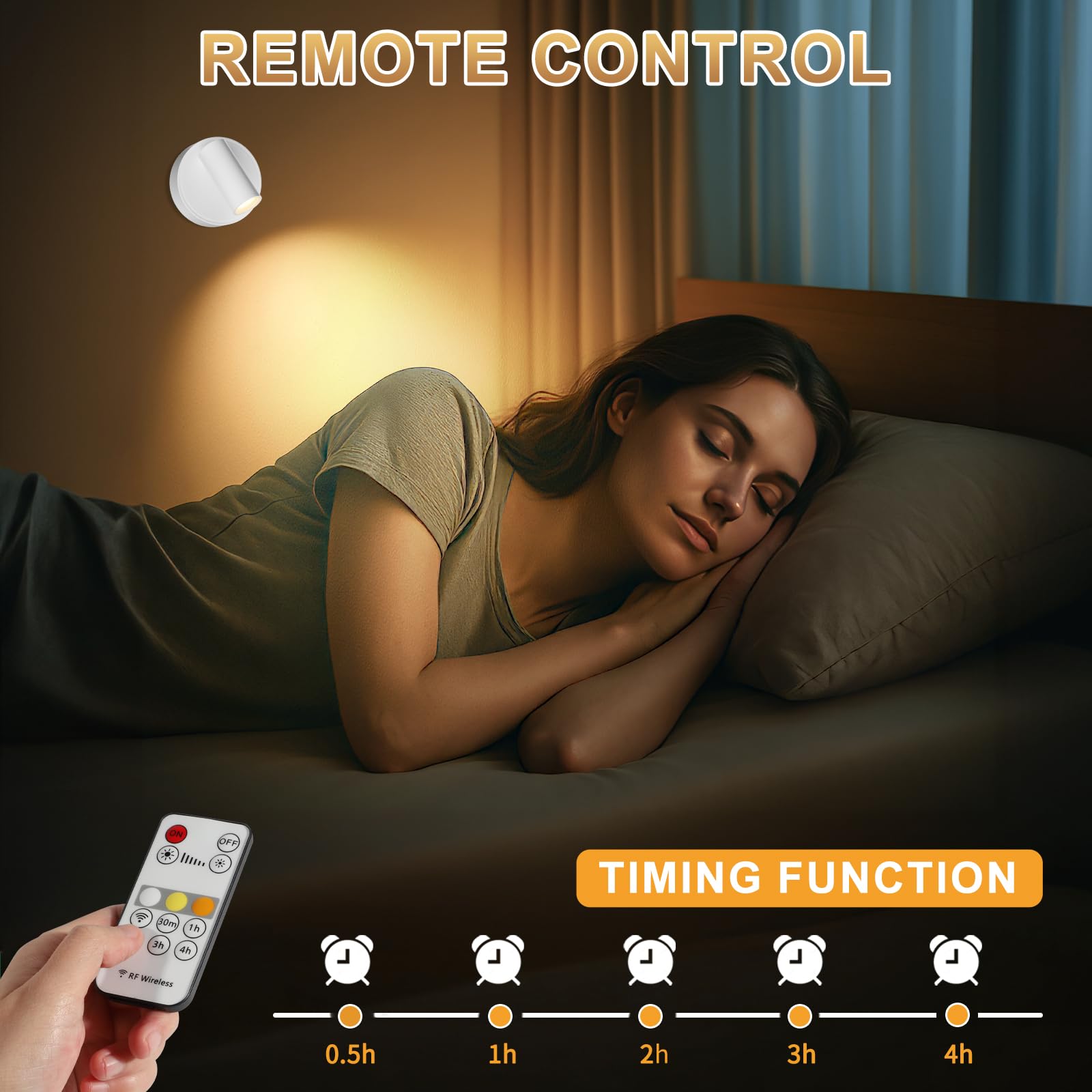 Kimjo LED Kabellose Spotlight Aufladbar Wandstrahler, Weiß Batteriebetriebene Wandleuchte Innen, USB-C Dimmbare Wandspot mit Fernbedienung, Drehbare Wandlampe Akku für Wohnzimmer Schlafzimmer, 2 Pack