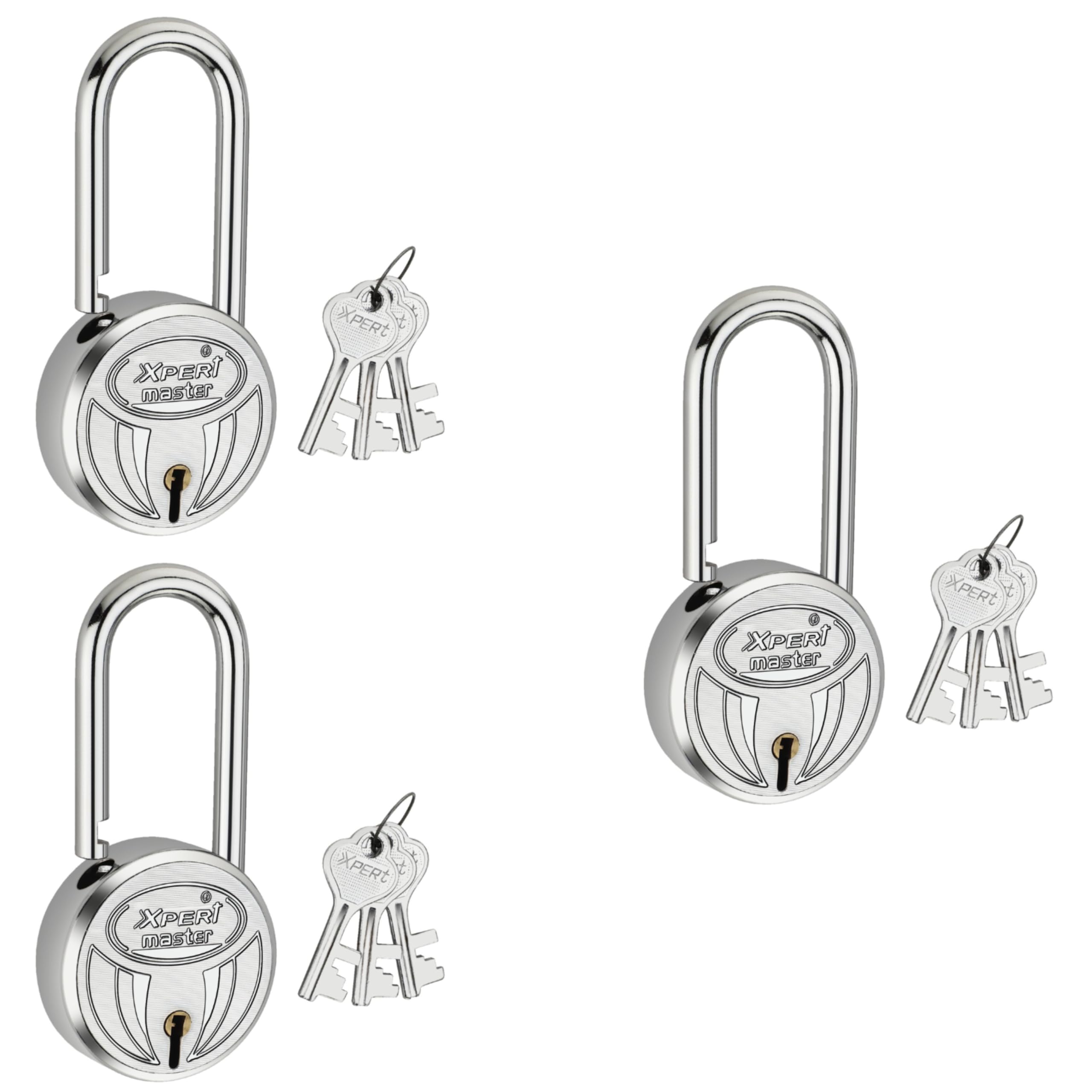 Xpert Master Long Shackle 40MM (Small Size) Padlock, Pack of 3. Made of Stainless Steel, Locks for Home, Padlocks for Home Door. Small Lock and Key.-picture-30