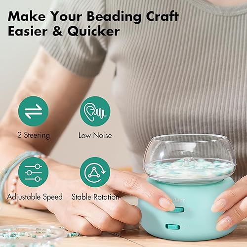 Miniatura 3 de Beadact Girador de cuentas alimentado por batería, giratorio eléctrico de cuentas, hilandero de cuentas de arcillacuentas de semillas con 2 agujas