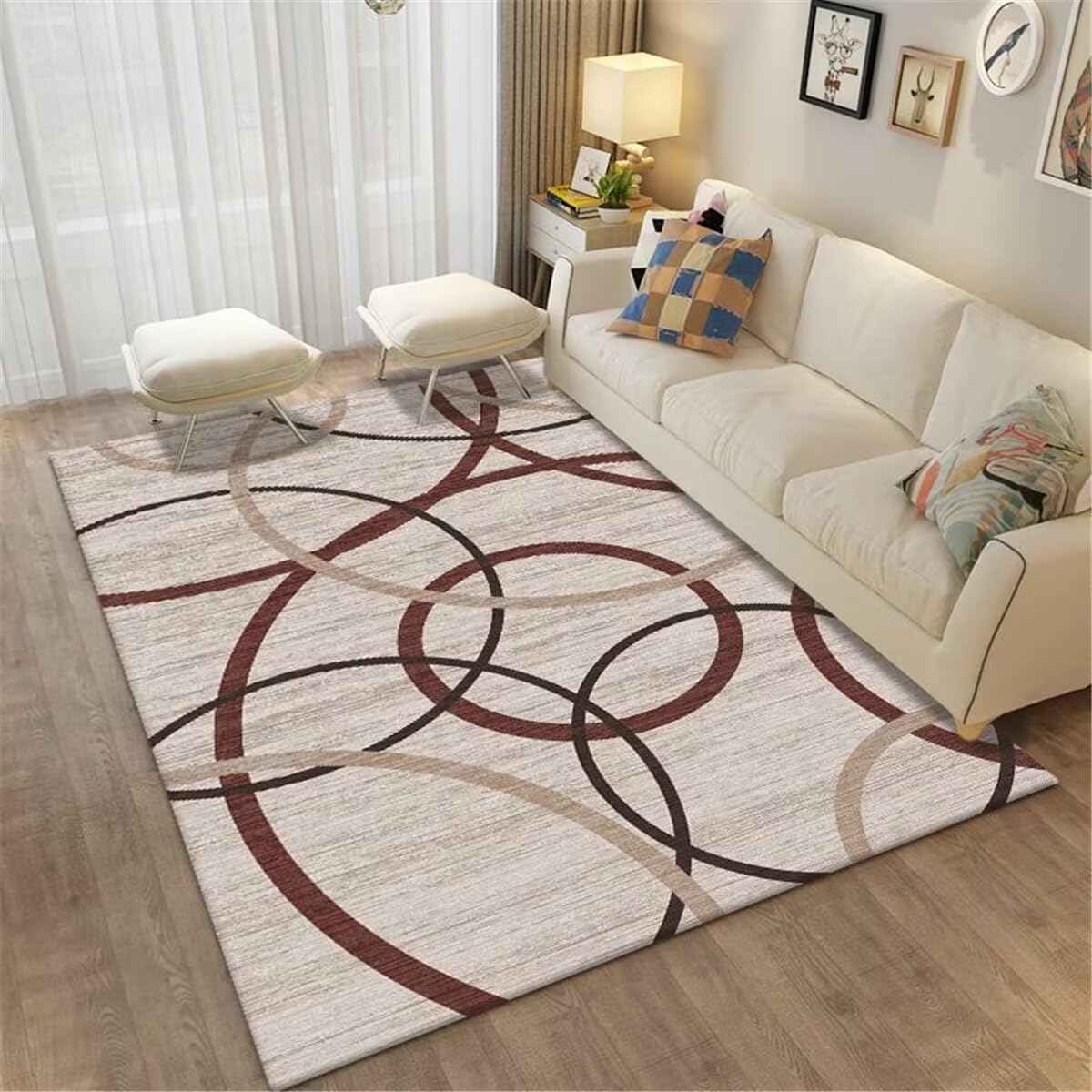 Tapis de salon lavable gris 120x160 au design minimaliste pour enfant