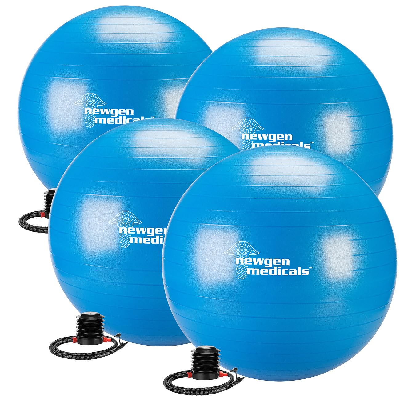 newgen medicals stabiler Gymnastikball: 4er-Set Sitz- und Gymnastikbälle, auch für Yoga, Anti-Platzen, Ø 75 cm (Übungsball, Workout Equipment, Stuhl)