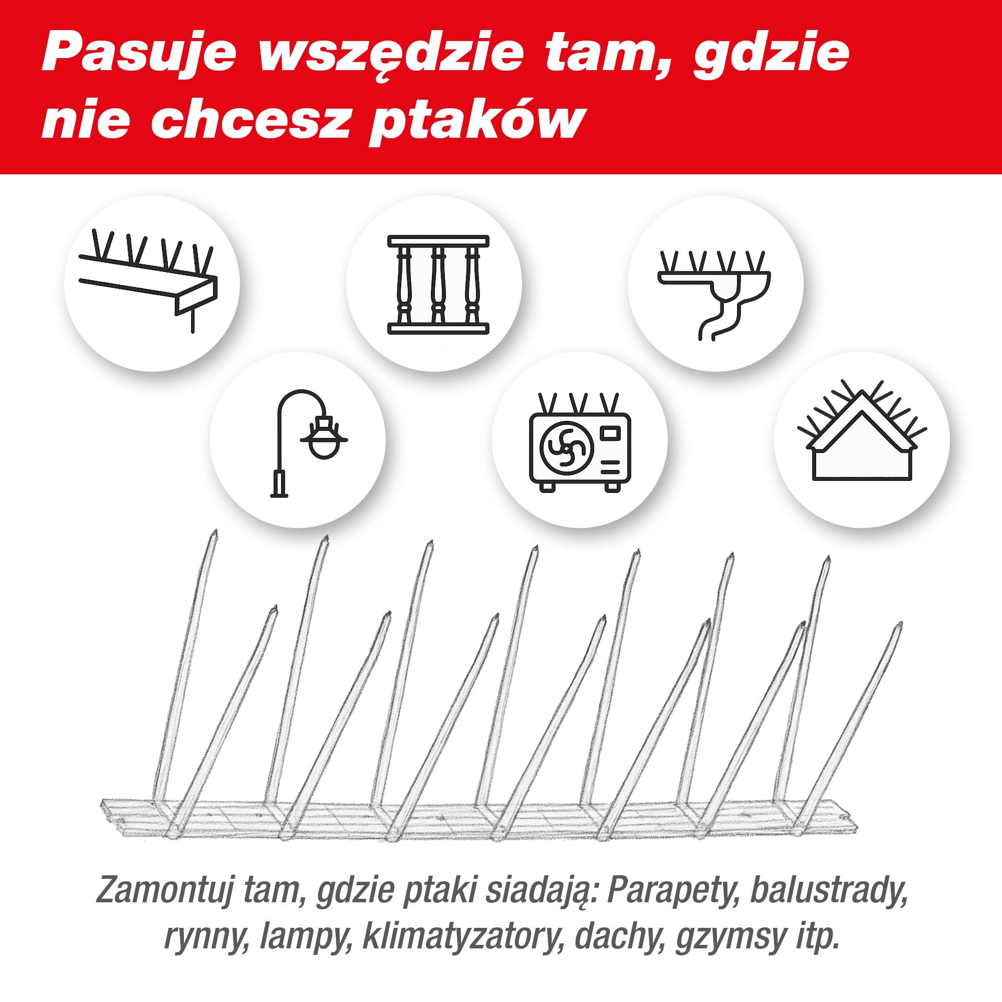 SWISSINNO Kolce odstraszające ptaki 100 cm (3x33,3 cm) – przezroczyste kolce na gołębie z poliwęglanu – dzielone – łatwy montaż – odporne na UV i warunki atmosferyczne – na parapet, balkon, rynnę