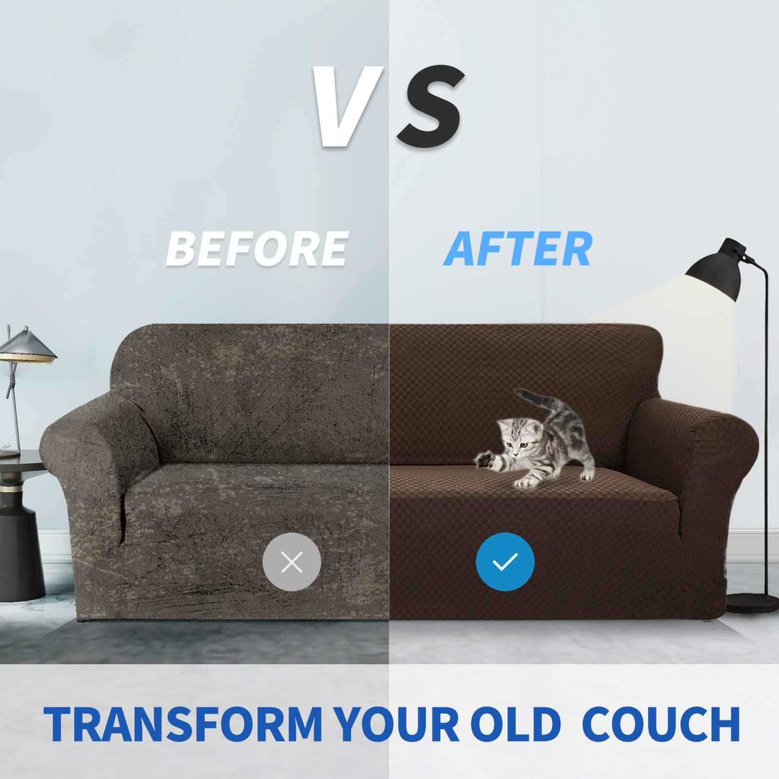 MAXIJIN Fodere per divani più recenti per 3 posti, fodera per divano jacquard elasticizzata per cani Fodere per mobili in 1 pezzo elastiche per animali domestici (3 posto, Jacquard Caffè)