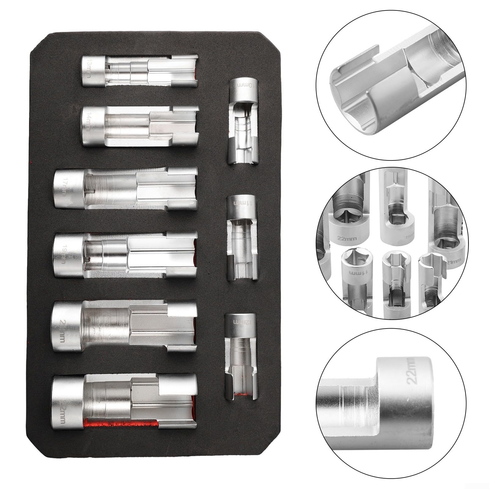 Set di chiavi a bussola per linea carburante iniettore diesel, 1/4 3/8 1/2 10-22mm Presa per iniettore diesel per fissaggio su tubi piegati, per fissaggio su tubi piegati, sensore EGT, interruttori t