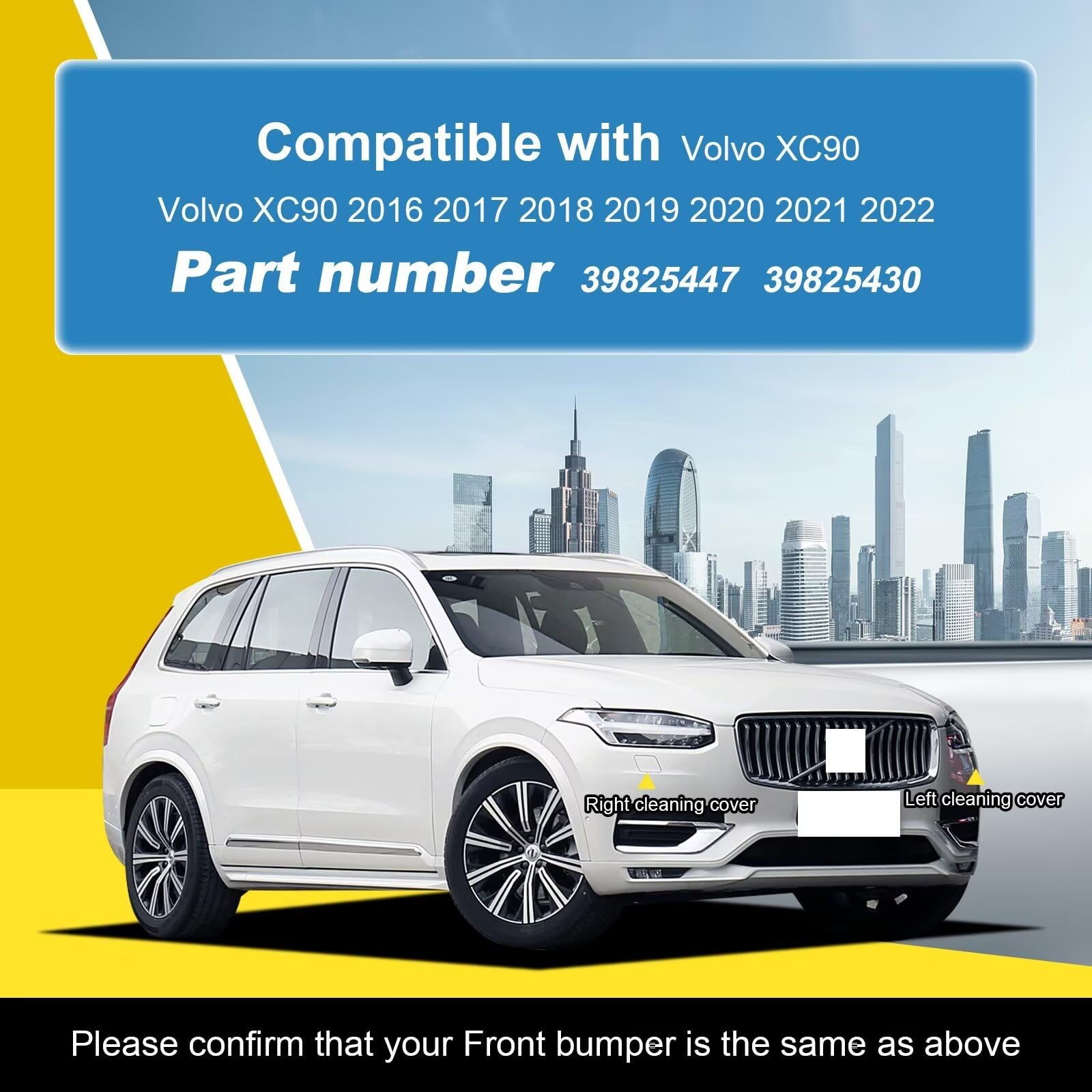 Goholy Car Front Bumper Headlight Washer Cover Compatible with Volvo XC90 2016-2022 Headlight Washer Nozzles Cover 39825447 39825430 Water Spray Cover Unpainted Right Passenger Side