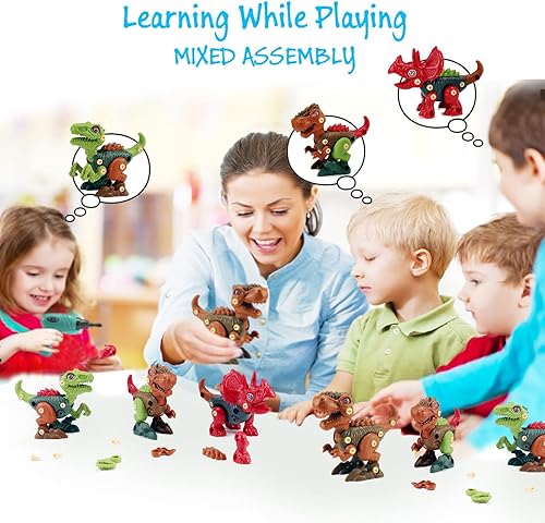 Miniatura 9 de FREE TO FLY Juguetes de dinosaurio para niños de 3, 4, 5, 6, 7, 8 años juguetes de dinosaurio desmontables para niños de 3-5 5-7 STEM construcción
