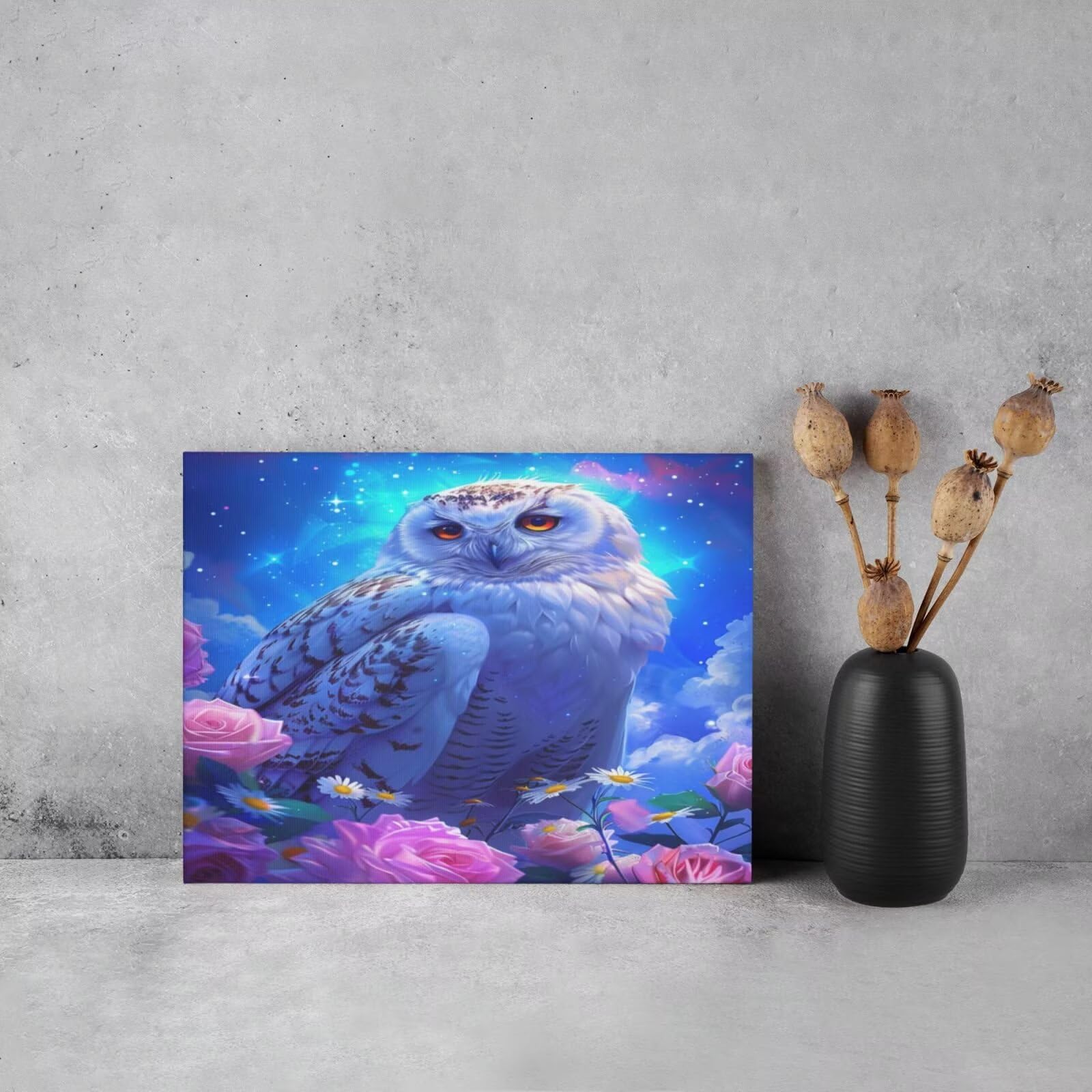 Dream MK133 - Kit per pittura con numeri per adulti, motivo: gufo, in acrilico, per adulti e principianti, per decorazione da parete della casa, 115 x 90 cm, senza cornice)